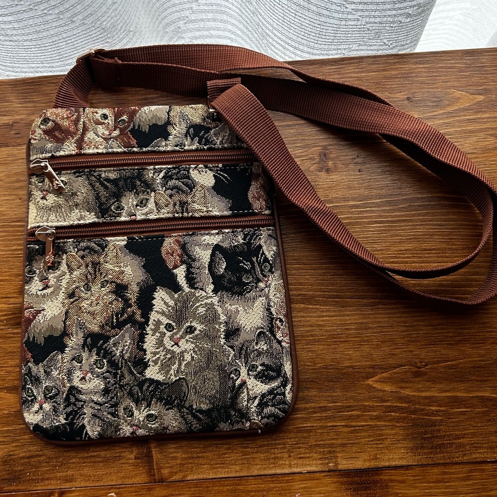Vintage Styled Over the Shoulder Purse designed with Cats